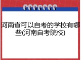 河南省可以自考的学校有哪些(河南自考院校)