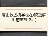 麻山挖掘机学校在哪里(麻山挖掘机校址)