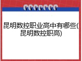 昆明数控职业高中有哪些(昆明数控职高)