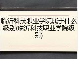 临沂科技职业学院属于什么级别(临沂科技职业学院级别)