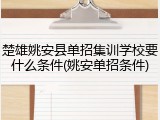 楚雄姚安县单招集训学校要什么条件(姚安单招条件)