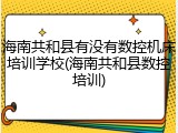 海南共和县有没有数控机床培训学校(海南共和县数控培训)