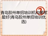 青岛胶州单招培训机构哪家最好(青岛胶州单招培训优选)