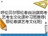 呼伦贝尔鄂伦春自治旗高考艺考生文化课补习班推荐(鄂伦春旗艺考文化班)