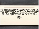 抚州旅游商贸学校是公办还是民办(抚州旅商校公办民办)