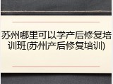 苏州哪里可以学产后修复培训班(苏州产后修复培训)