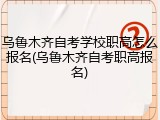 乌鲁木齐自考学校职高怎么报名(乌鲁木齐自考职高报名)