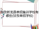 甘孜新龙县单招集训学校有哪些(甘孜单招学校)