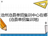 沧州沧县单招集训中心在哪(沧县单招集训地)