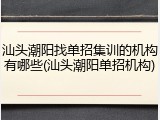 汕头潮阳找单招集训的机构有哪些(汕头潮阳单招机构)