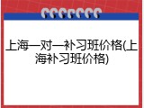 上海一对一补习班价格(上海补习班价格)