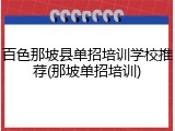 百色那坡县单招培训学校推荐(那坡单招培训)