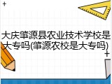 大庆肇源县农业技术学校是大专吗(肇源农校是大专吗)