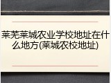 莱芜莱城农业学校地址在什么地方(莱城农校地址)