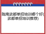 陇南武都单招培训哪个好(武都单招培训推荐)