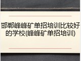 邯郸峰峰矿单招培训比较好的学校(峰峰矿单招培训)