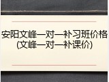 安阳文峰一对一补习班价格(文峰一对一补课价)