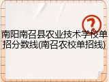 南阳南召县农业技术学校单招分数线(南召农校单招线)
