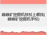 峰峰矿挖掘机技校上哪找(峰峰矿挖掘机学校)