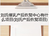 刘氏催乳产后恢复中心有什么项目(刘氏产后恢复项目)