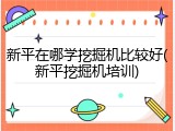 新平在哪学挖掘机比较好(新平挖掘机培训)