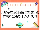 伊犁奎屯农业职高学校怎么样啊("奎屯农职校如何")