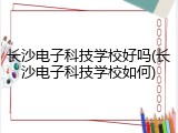 长沙电子科技学校好吗(长沙电子科技学校如何)