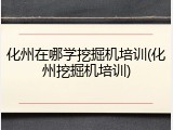 化州在哪学挖掘机培训(化州挖掘机培训)