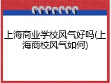 上海商业学校风气好吗(上海商校风气如何)