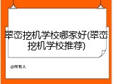 翠峦挖机学校哪家好(翠峦挖机学校推荐)
