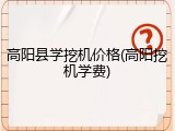 高阳县学挖机价格(高阳挖机学费)