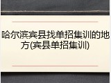 哈尔滨宾县找单招集训的地方(宾县单招集训)
