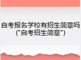 自考报名学校有招生简章吗("自考招生简章")