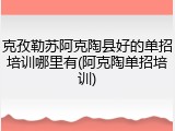 克孜勒苏阿克陶县好的单招培训哪里有(阿克陶单招培训)