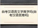 自考汉语言文学难学吗(自考汉语言难吗)