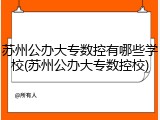 苏州公办大专数控有哪些学校(苏州公办大专数控校)