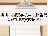 佛山市财贸学校中职招生简章(佛山财贸校招简)