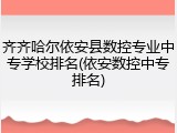 齐齐哈尔依安县数控专业中专学校排名(依安数控中专排名)