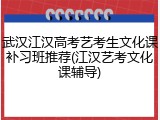 武汉江汉高考艺考生文化课补习班推荐(江汉艺考文化课辅导)