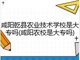 咸阳乾县农业技术学校是大专吗(咸阳农校是大专吗)