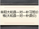 阜阳太和县一对一补习班价格(太和县一对一补课价)