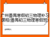 广州番禺寒假初三物理补习课程(番禺初三物理寒假班)