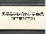 凤翔县学挖机多少学费(凤翔学挖机学费)