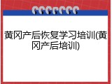 黄冈产后恢复学习培训(黄冈产后培训)