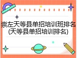崇左天等县单招培训班排名(天等县单招培训排名)
