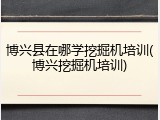 博兴县在哪学挖掘机培训(博兴挖掘机培训)