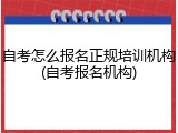自考怎么报名正规培训机构(自考报名机构)