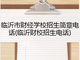 临沂市财经学校招生简章电话(临沂财校招生电话)
