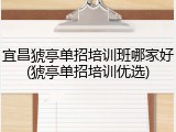 宜昌猇亭单招培训班哪家好(猇亭单招培训优选)