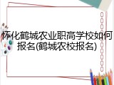 怀化鹤城农业职高学校如何报名(鹤城农校报名)